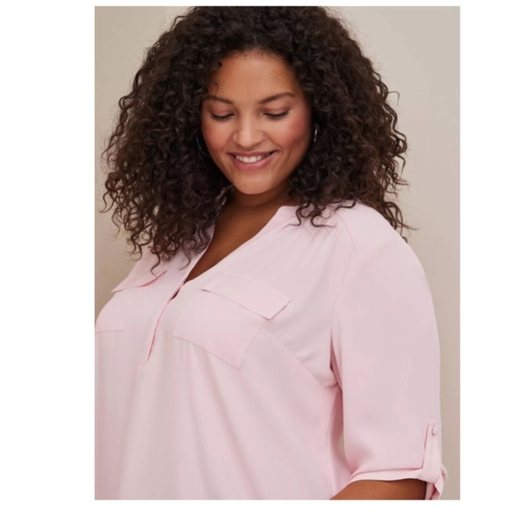 TORRID Harper Georgette Pullover 3/4 Sleeve Blouse Rose Shadow Size 2X - Picture 2 of 11
